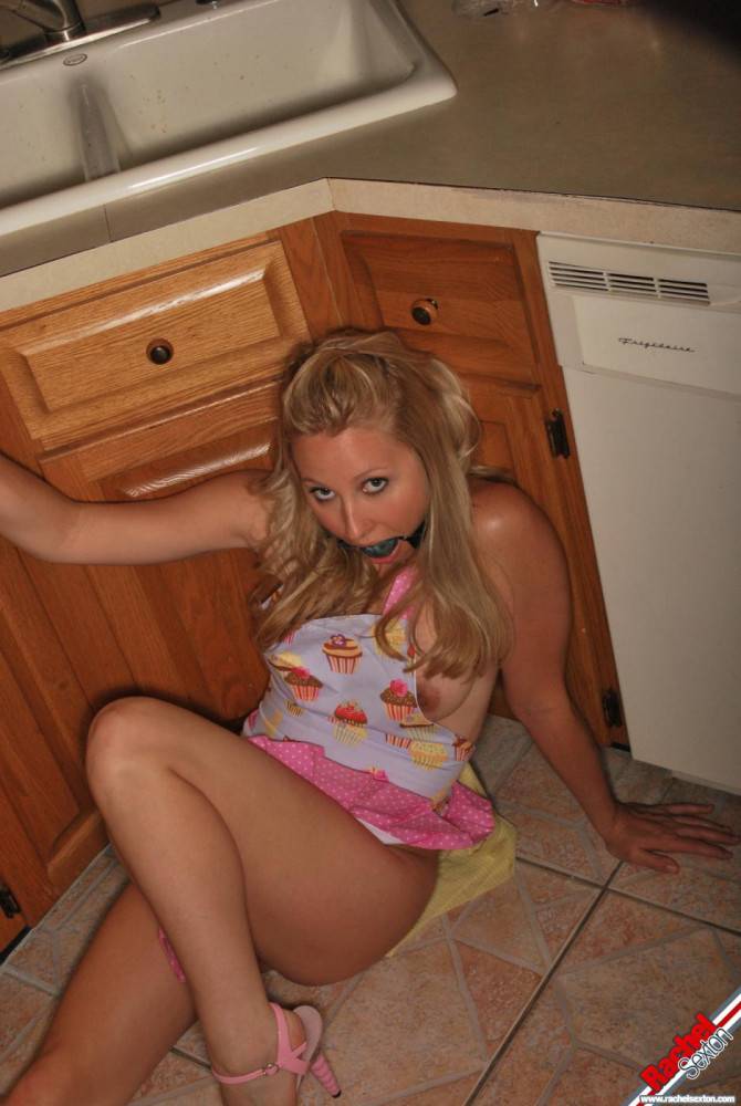 Gagged Bimbo Rachel Sexton Is Fooling Around In Dress And Half Nude In The Kitchen - #9