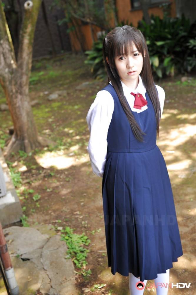 Stunning japanese brunette cutie Ai Uehara in sexy nice skirt outdoor - #8