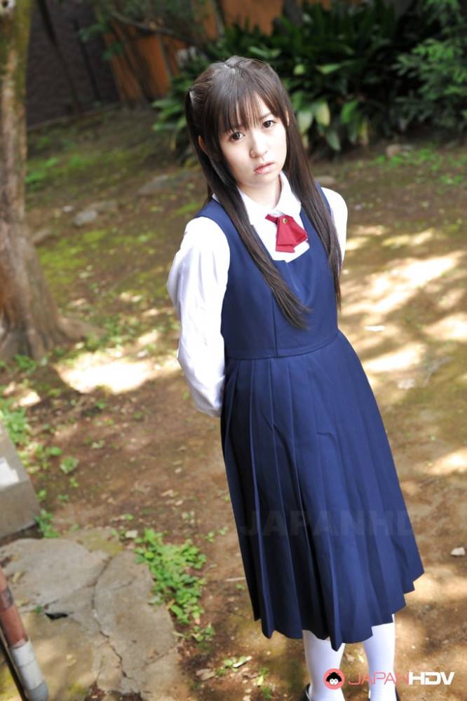 Stunning japanese brunette cutie Ai Uehara in sexy nice skirt outdoor - #9