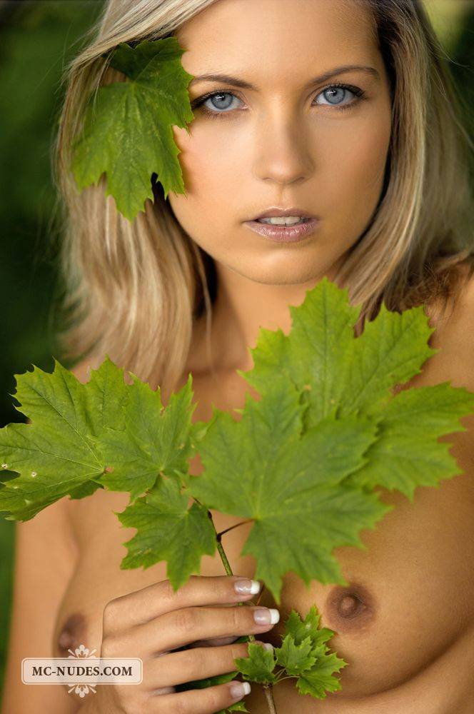 The Seducing Blonde Girl Jenni Gregg Is Using The Leaves Trying To Cover Her Nudity - #5