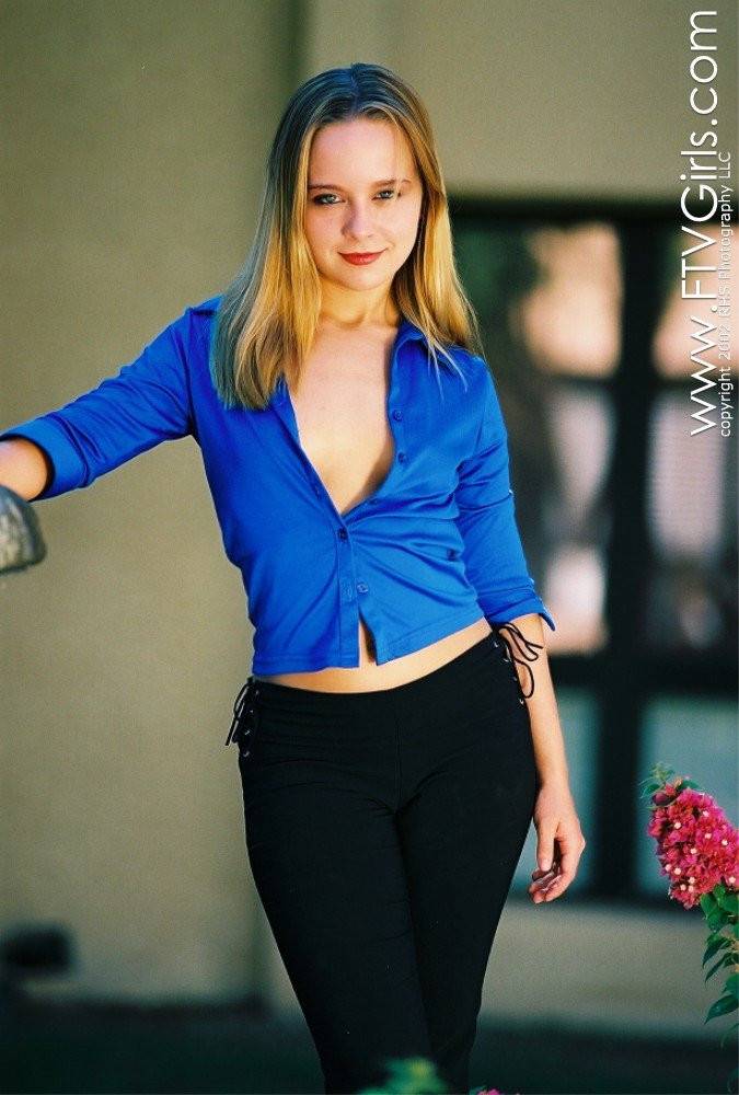 Cute Miss Lillian Lee Unbuttons Her Blue Blouse And Displays Her Titties - #6