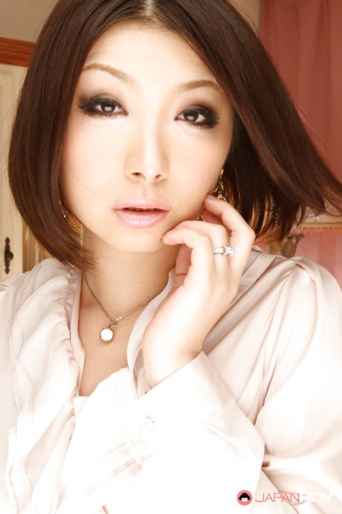 Very attractive japanese brunette hottie Tsubaki in hot posing on camera - #5