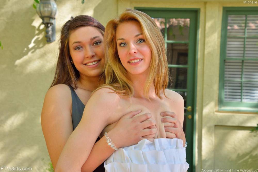 Vicious Michele Monroe And Erin FTV Playing With One Pink Dildo In The Open Air - #7