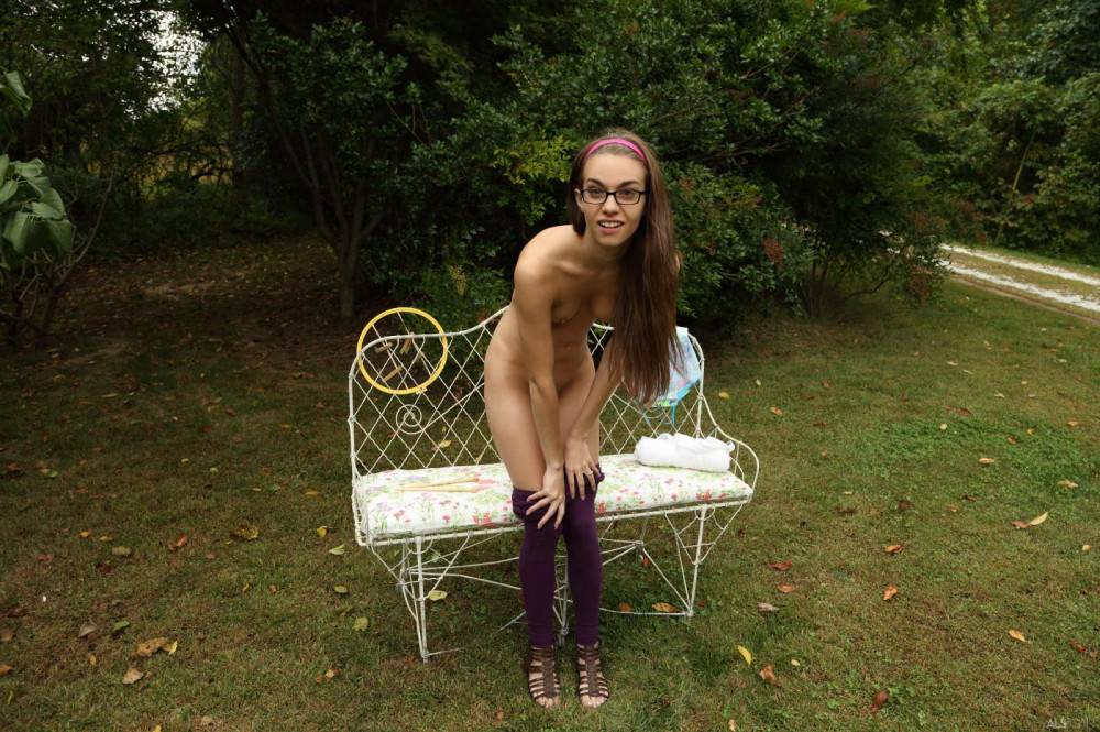 Girl In Sexy Glasses Tali Dova Is Playing Horny Fetish Games With Her Own Pussy In The Park - #5