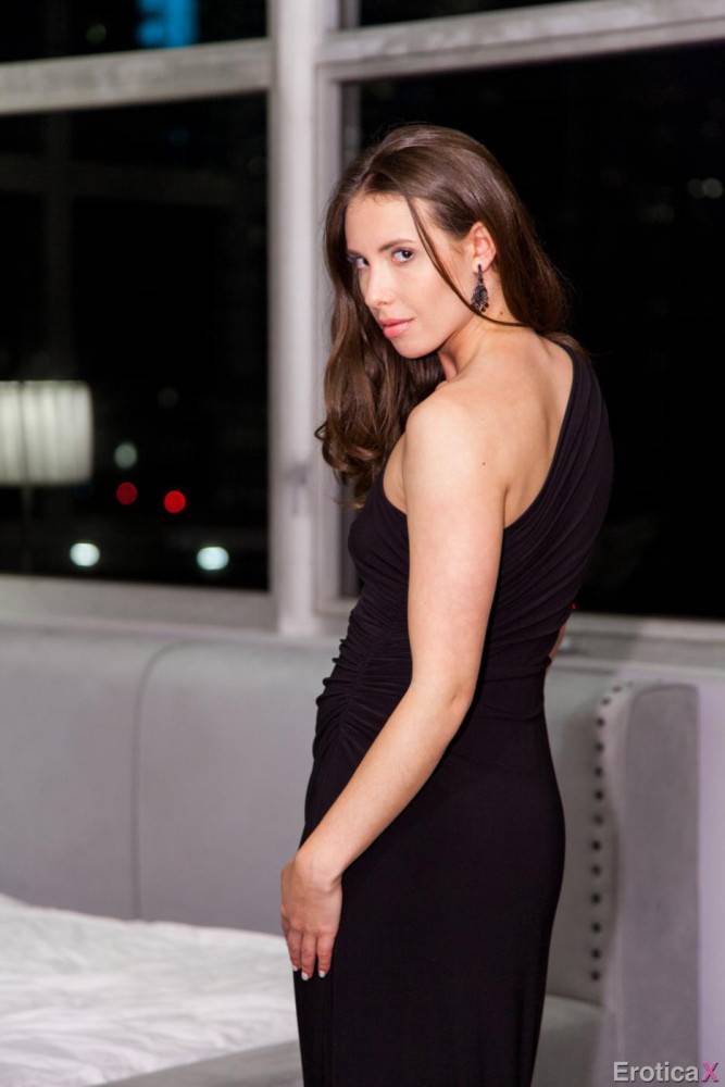 Filthy Rich Brunette Floozy Casey Calvert Strips Her Beautiful Black Dress To Pose Naked. - #8