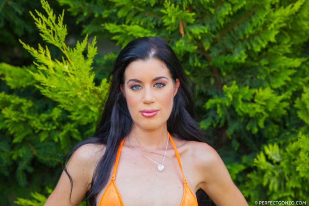 Girl In Erotic Orange Bikini April Blue Is Shamelessly Demonstrating Her Hot Cameltoe - #10