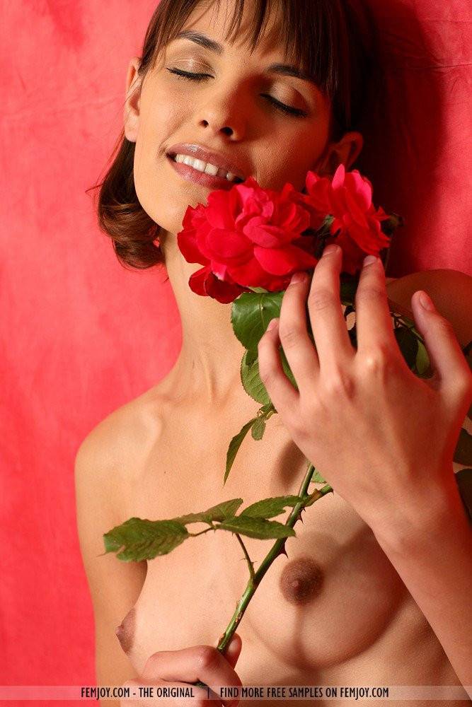 The Small Titted Girl Demi Nubiles Is Passionately Posing With The Red Rose - #5
