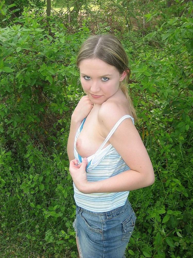 Petite teen flashing her little titties in playground - #13