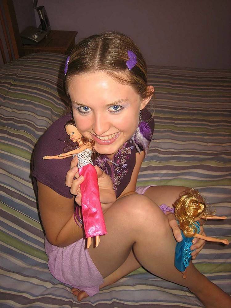 Silly teen getting nude and having fun with barbie - #2