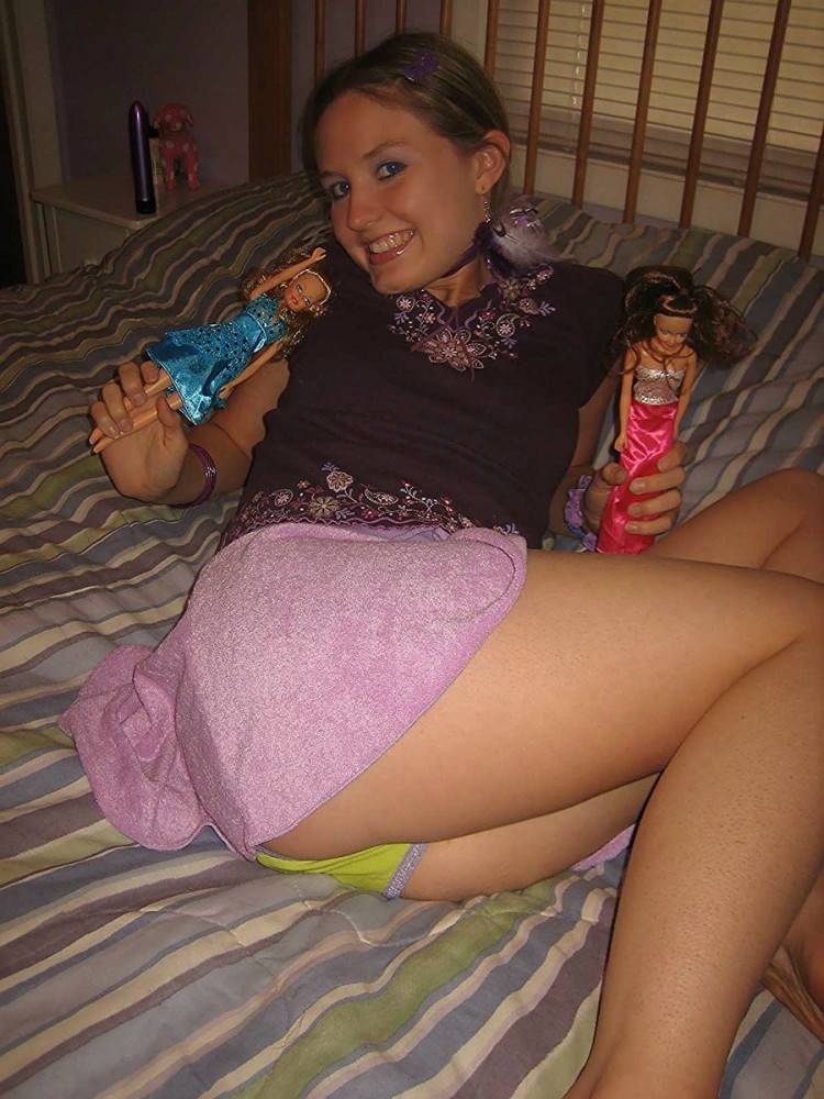 Silly teen getting nude and having fun with barbie - #5