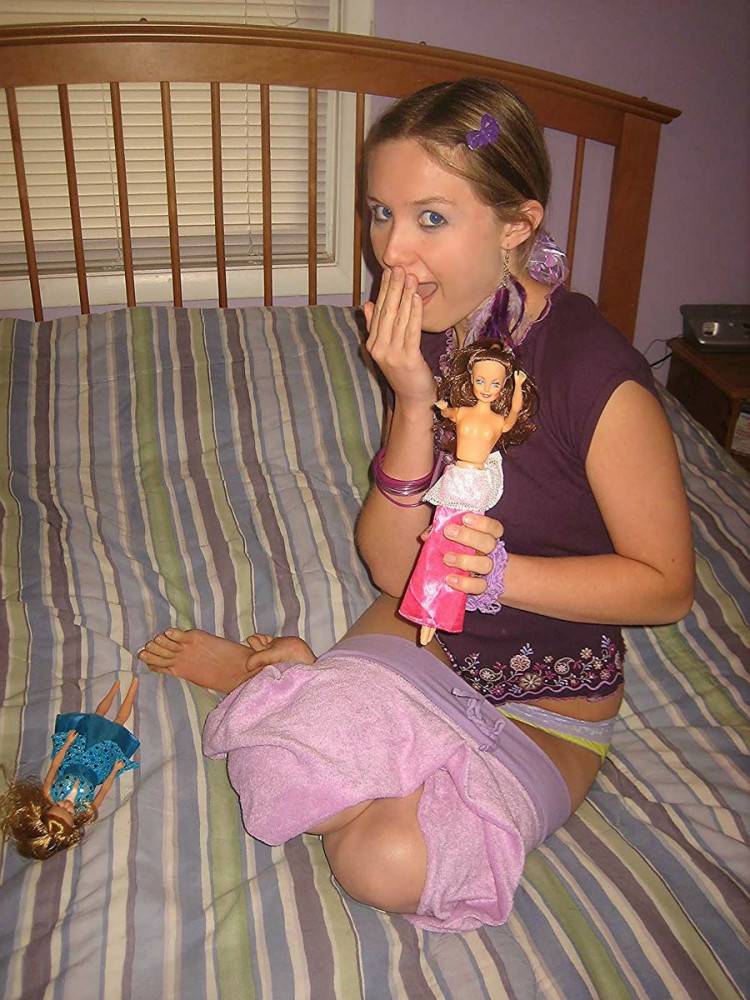 Silly teen getting nude and having fun with barbie - #8