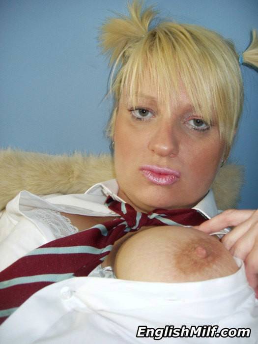 Curvy mom teasing in her schoolgirl outfit - #16