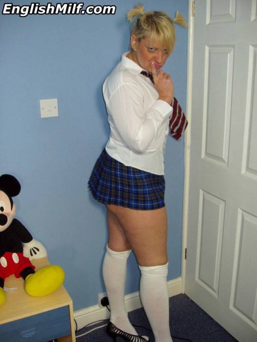 Curvy mom teasing in her schoolgirl outfit - #1