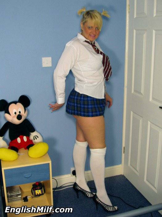 Curvy mom teasing in her schoolgirl outfit - #2