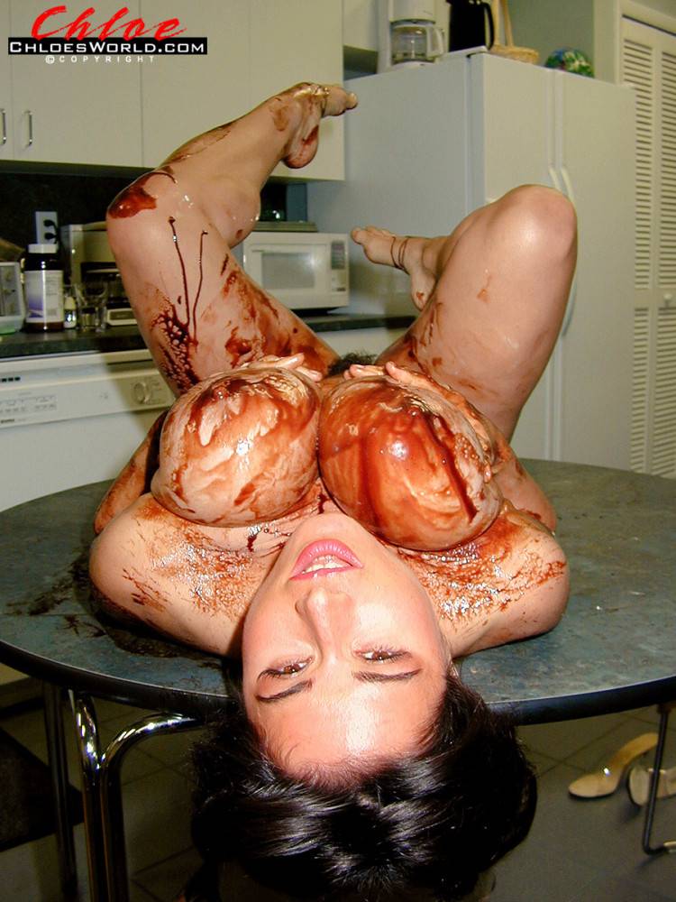 Charming german dark-haired milf Chloe Vevrier in hot fetish gallery in kitchen - #17