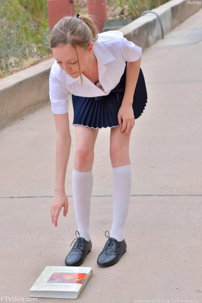 Slutty And Cute Blonde Aubrey Star Lifts Her School Skirt Up And Masturbates Hotly - #4