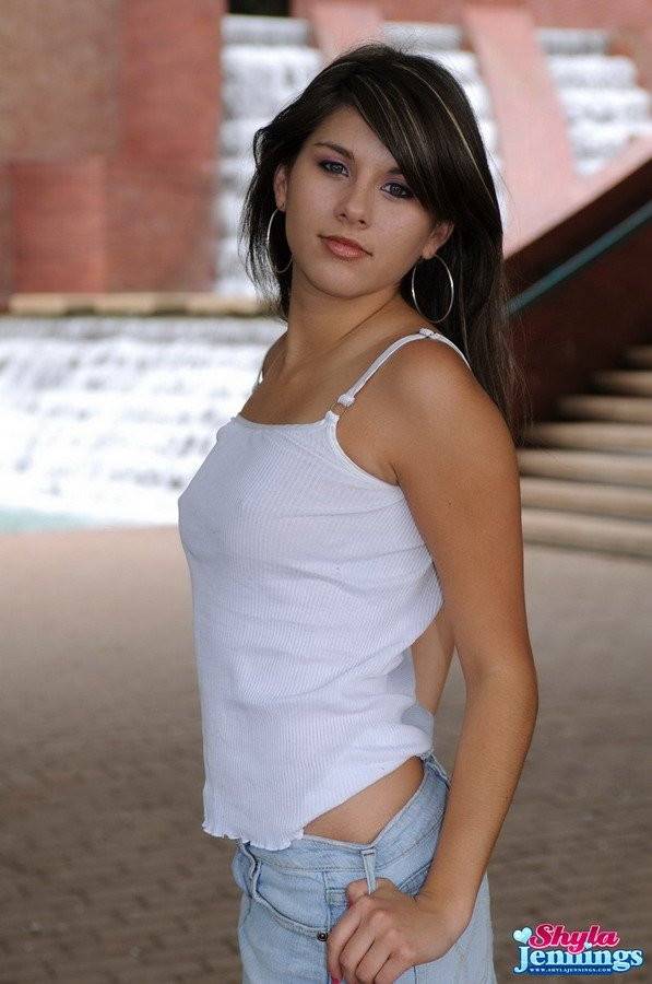 Cute Teen Girl Shyla Jennings Flashes Her Small Tits And Smooth Pussy Outdoors - #1