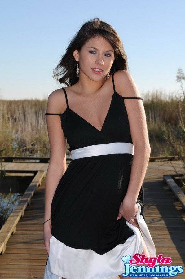 Baring Her Cute Black Dress Cuddly Shyla Jennings Poses Absolutely Naked - #6