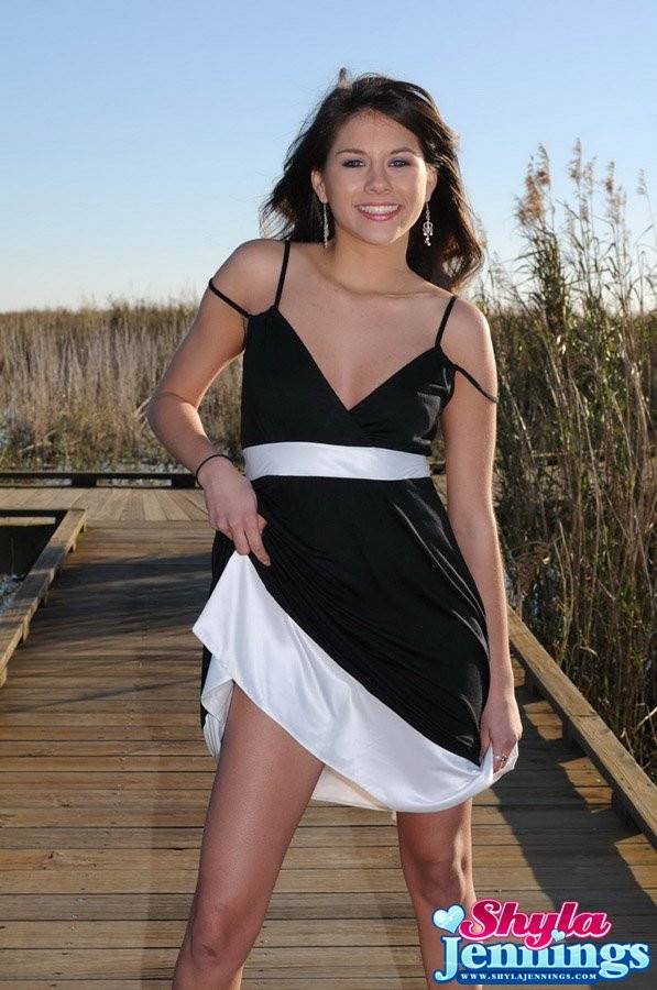 Baring Her Cute Black Dress Cuddly Shyla Jennings Poses Absolutely Naked - #5