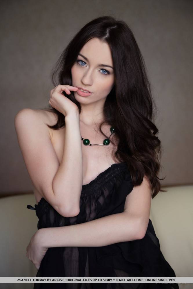 The Hot Brunette Teen Zsanett Tormay Is Showing Both Shaved Slit Up The Black Lingerie - #13