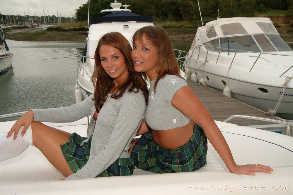 Playful Chicks Amber Nubiles And Louise L Remove Their Skirts And T-shirts On A Boat - #3