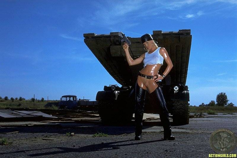 Oiled Up Action Blonde Silvia Saint Shows Her Naughty Parts In The Army - #1