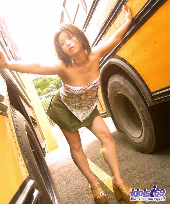 Exciting Japanese Student Babe Yuri Idols Is Getting Undressed And Hotly Posing In The School Bus - #13