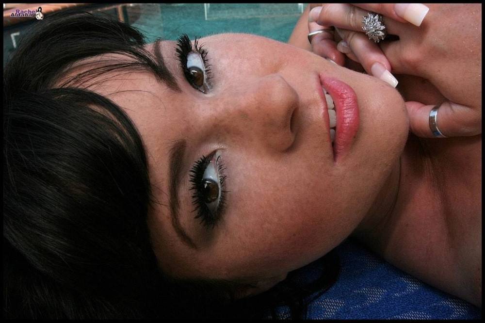 Stunning brittish chubby Rachel Aldana in hot erotic scene near the pool - #10