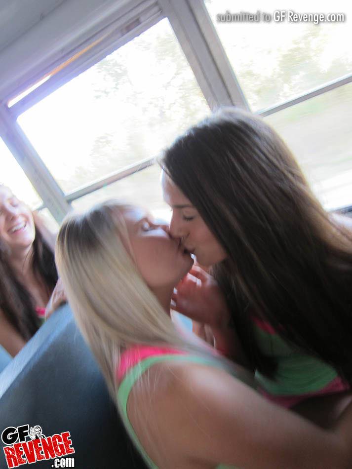 Stunning girls Dani Jensen, Kim Carter and Jessica licking tasty pussies during hot lesbian sex in the bus | Photo: 7577418