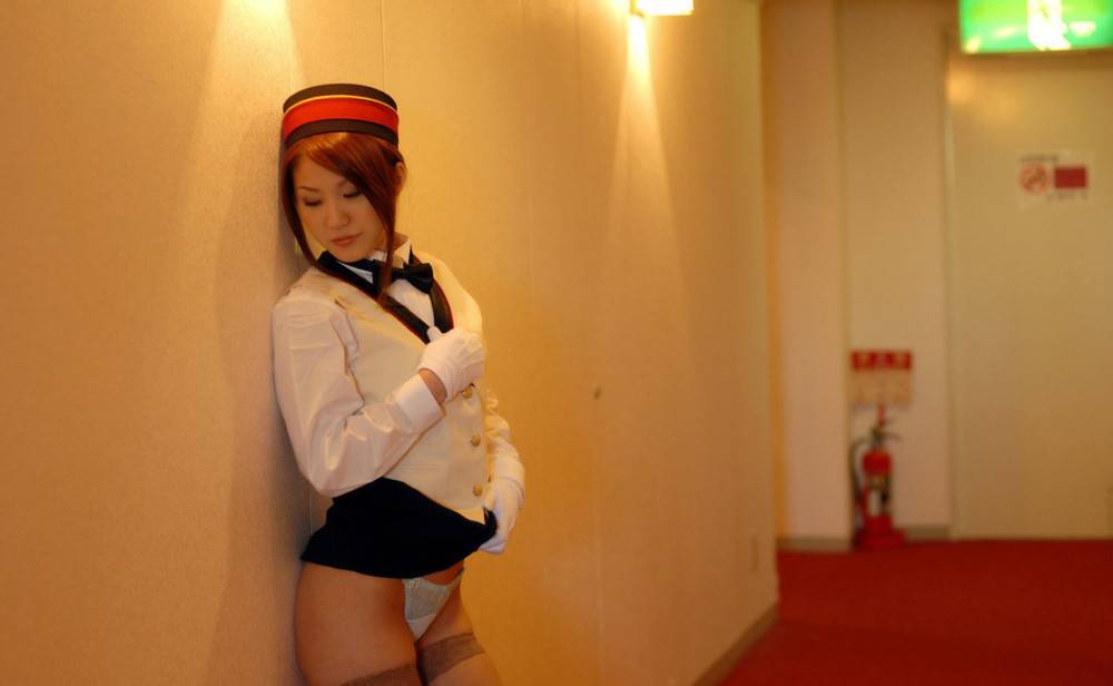 Uniform Girl Riri Idols Lifts Skirt Up And Stretches The Long Stockings Legs - #13