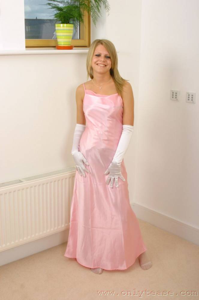 Sammy Jo In Long White Gloves Wears Long Pink Dress That Hides Her Killer Lingerie - #1