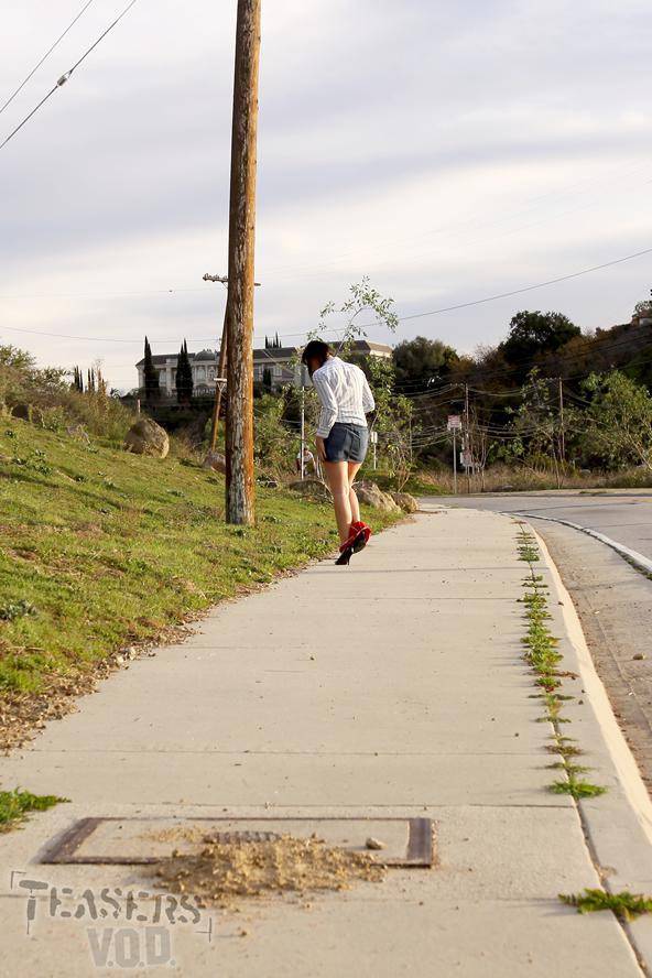 Naughty Brunette Brooke Adams Takes Off Her Red Mini Bikini On The Sidewalk - #12