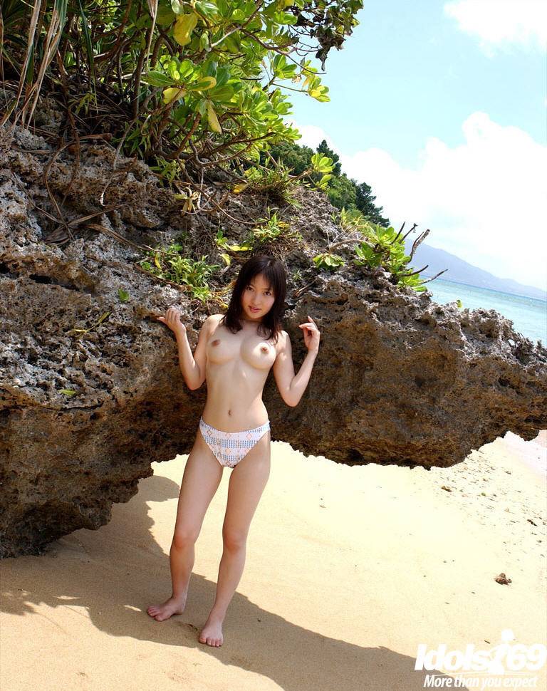 Very attractive japanese youthful Maiko revealing big titties and sexy ass at beach - #10