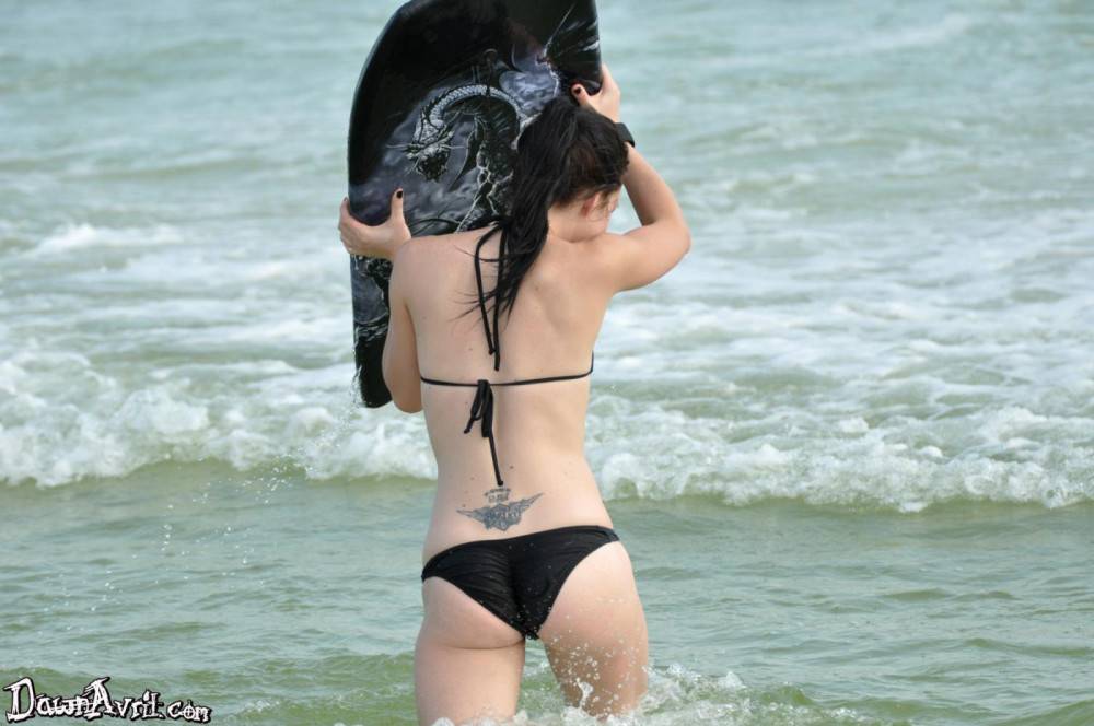 Exciting Outdoor Photo Session With Brunette Teen Dawn Avril In Tiny Black Bikini - #14