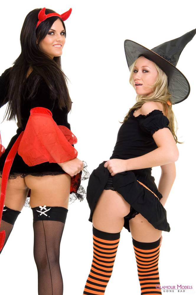 Two Small Titted Hotties Mackenzee Pierce And Madison Scott Strip Out Of Their Halloween Suits - #12