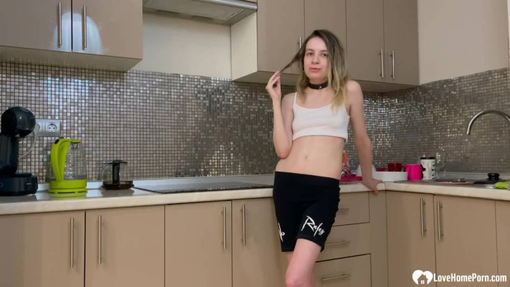 Babe gets fucked on a kitchen counter - #2