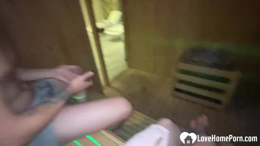 Sucking off a random guy in the sauna - #8