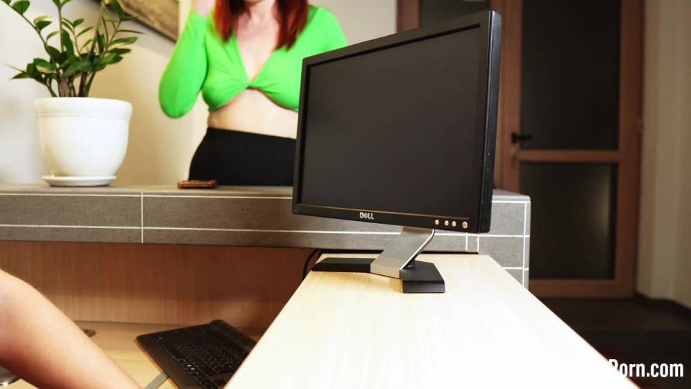 Fucking a redhead behind her working desk - #3