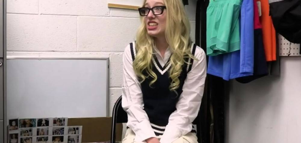 Short geeky blonde fucked by officer - #2