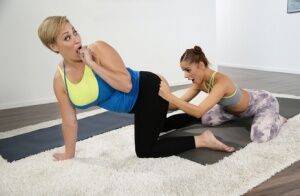Older and younger chicks Vanna Bardot & Ryan Keely do yoga before lesbian sex on pornstar6.com