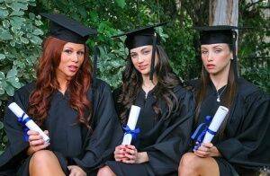 Three hot babes celebrating college graduation with lesbian sex on pornstar6.com