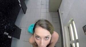 Busty blonde teen Kimber Lee getting fucked for cash in bathroom on pornstar6.com