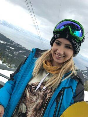 Clothed teens Kristen Scott & Sierra Nicole don ski masks while snowboarding on pornstar6.com
