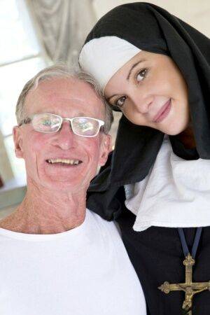 Dirty old man takes a young nun's virginity without any shame at all on pornstar6.com