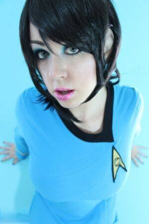 Cosplay chick Kayla Kiss gives a busty Star Trek performance with pasties on pornstar6.com