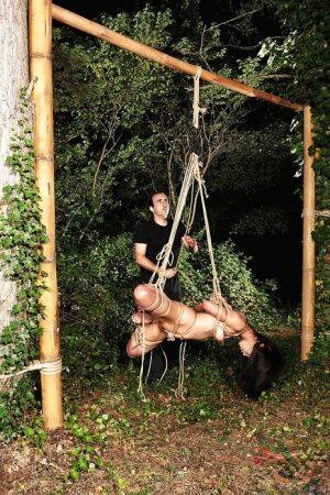 Asian BDSM feminine Marica Hase is tied up in forest by rude male on pornstar6.com