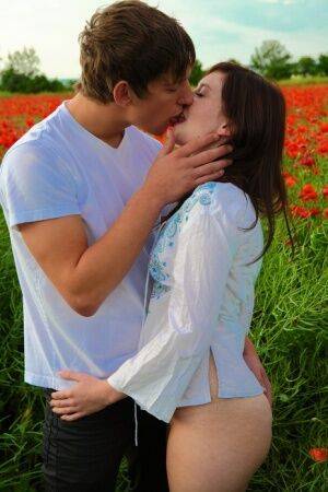 Young couple has sexual intercourse in a field of blooming poppies on pornstar6.com