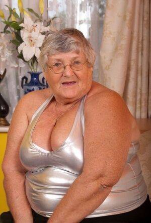 Old fatty Grandma Libby masturbates with a vibrator in crotchless pantyhose on pornstar6.com
