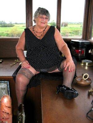 Fat British nan Grandma Libby masturbates in stockings while on board a boat - Britain on pornstar6.com