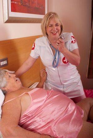 Fat old woman Grandma Libby has lesbian sex with a mature nurse on pornstar6.com